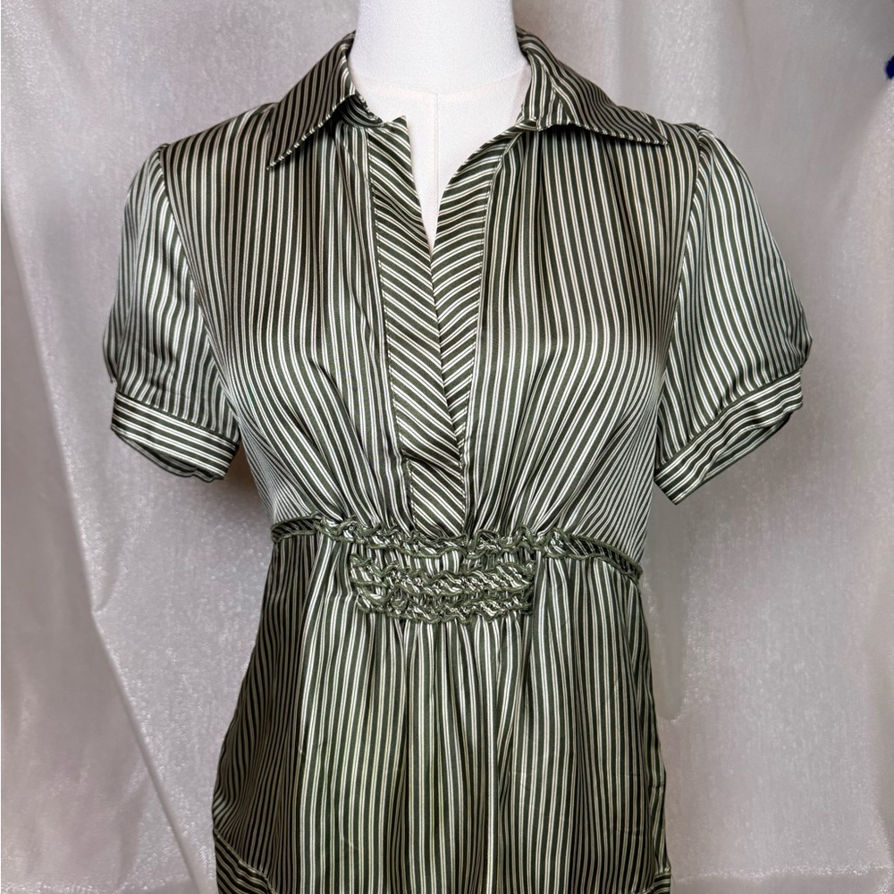 BCBG MAXAZRIA Green Stripped Blouse